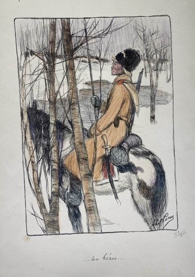Abel PANN (1883-1963) - Un Héros guerre en Ukraine, 1916 - 3 lithographies en c…