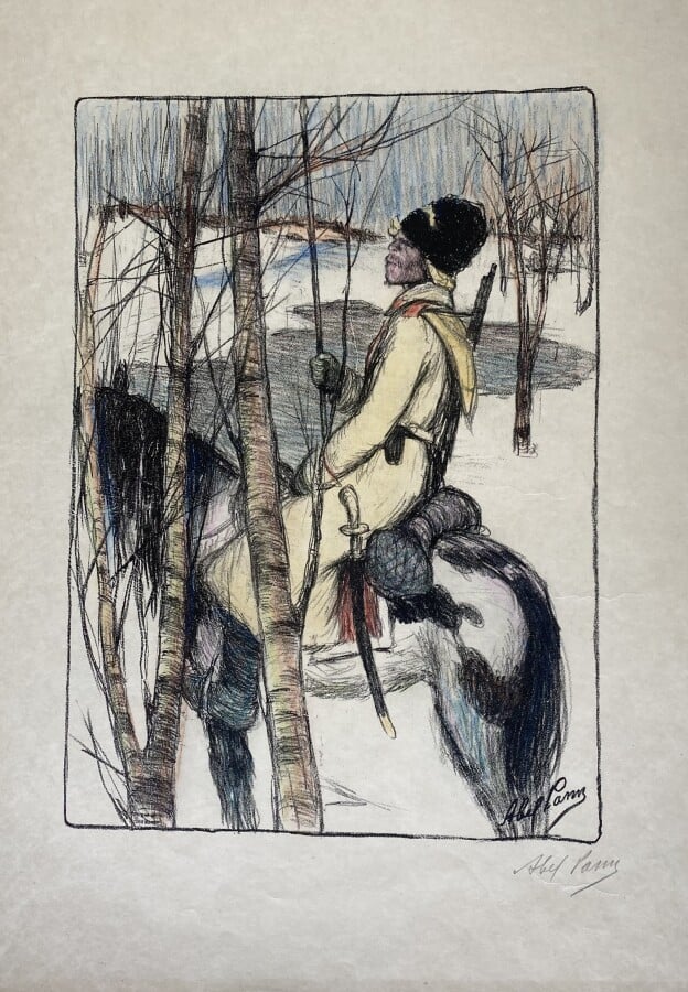 Abel PANN (1883-1963) - Un Héros guerre en Ukraine, 1916 - 3 lithographies en c…