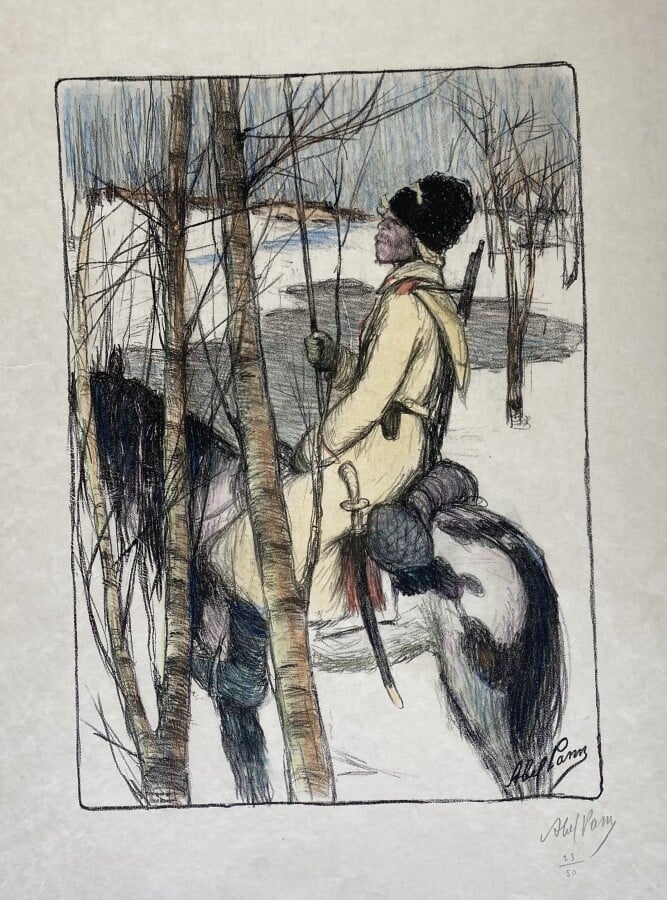 Abel PANN (1883-1963) - Un Héros guerre en Ukraine, 1916 - 3 lithographies en c…