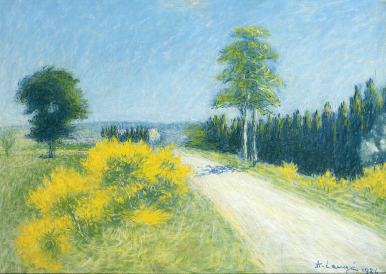 Achille LAUGÉ (1861-1944) - Route de Cailhou, 1924 - Pastel sur toile ,signé et…