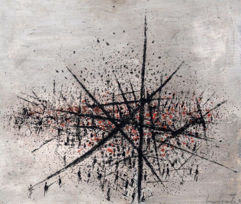 Bernard QUENTIN (1923-2020) - Composition, 1954 - Technique mixte sur panneau,…