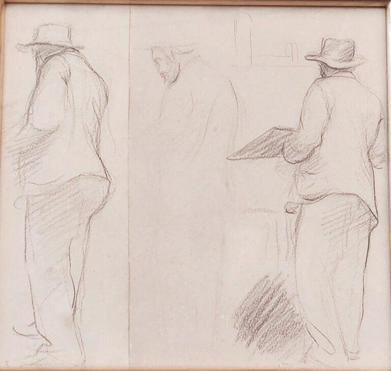 Camille PISSARRO (1830-1903) attribué à - Peintre au chevalet - Fusain sur deux…