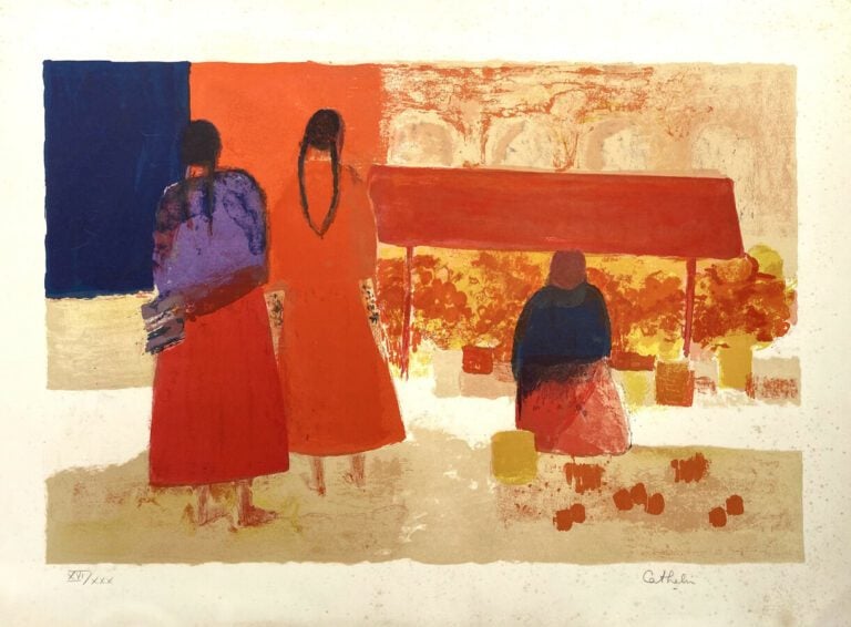 CATHELIN Bernard " Jeunes Indiennes" lithographie 16/30, signé en bas à droite…