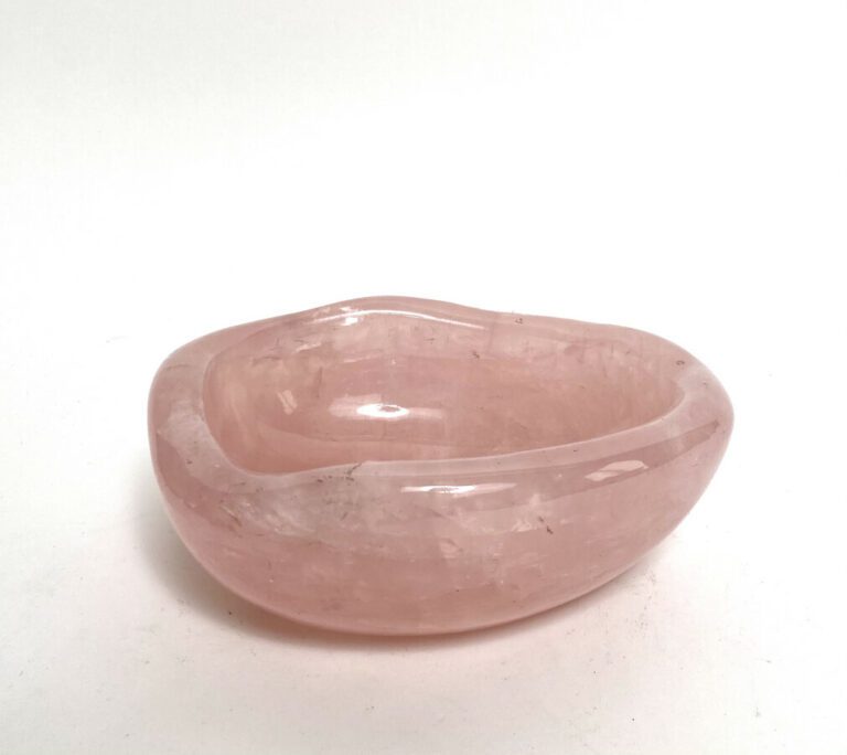 Coupe vide-poche en quartz rose - Hauteur : 7 cm - Longueur : 20 cm