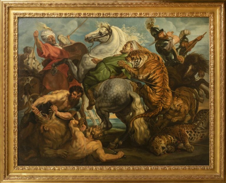 Ecole française du XIXème d'après Pierre Paul RUBENS - La chasse au tigre - Hui…