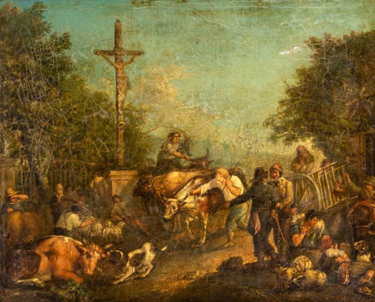 École française vers 1820, entourage de Jean-Louis DEMARNE. Le marché aux besti…