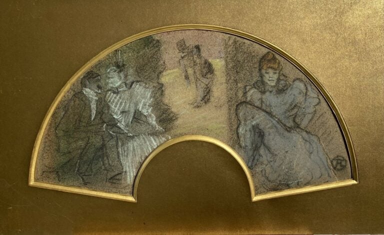 Ecole française XIXème siècle. Dans le goût de Toulouse-Lautrec. - Scène galant…