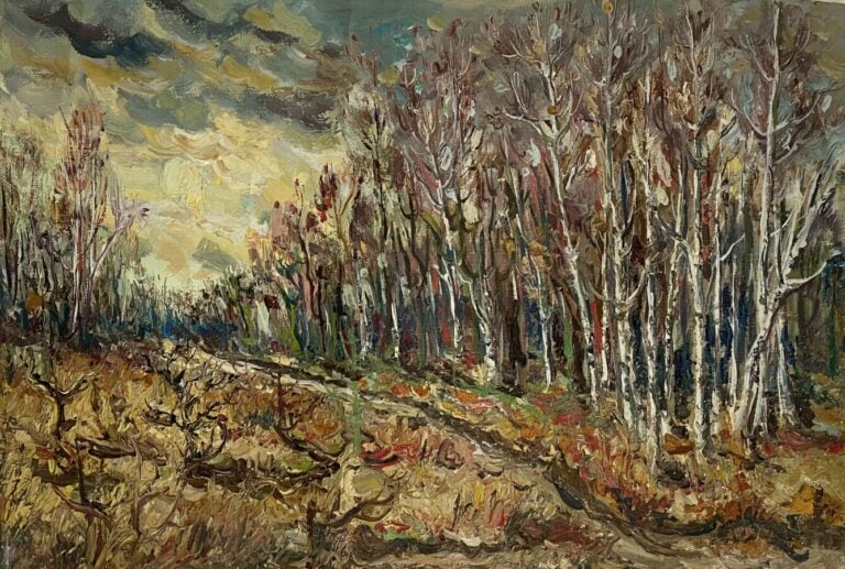 Ecole française XXème siècle - "Clairière en forêt" - Huile sur toile (Sans châ…
