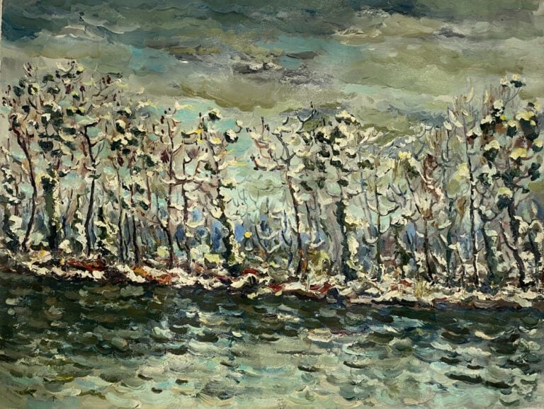 Ecole française XXème siècle - "Clairière en forêt" - Huile sur toile (Sans châ…