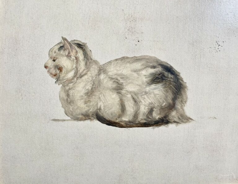 ECOLE XX eme siècle - Le chat - Huile sur carton - 22 x 27 cm