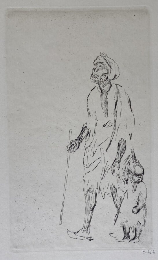 Emil ORLIK (1870-1932) (Tchèque) - Blind arab led by a child (Glöckner Kat. 18,…