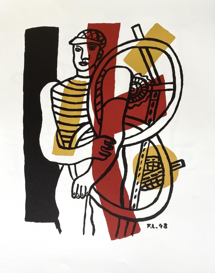 Fernand LÉGER (1881 - 1955) (d'après) - Cycliste et son vélo, - Lithographie en…