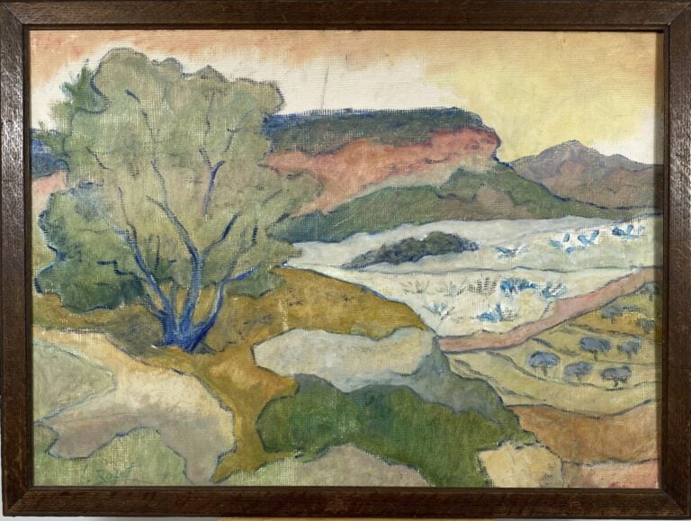 G. ROZET. Paysage. Huile sur isorel., signée en bas à gauche. 47 x 64 cm + MAYO…