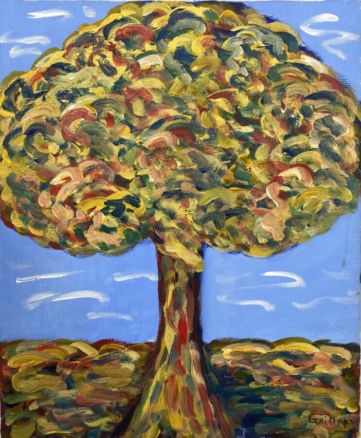 GAILLARD ANNICK - L'arbre - Huile sur toile, signée en bas à droite - 46 x 37.5…