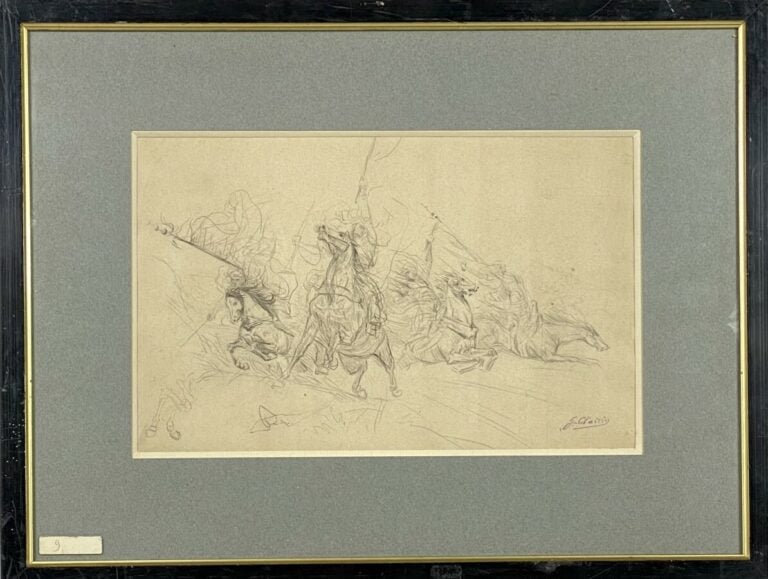 Georges CLAIRIN (1843-1919) - Fantasia - Crayon sur papier, cachet de la signat…
