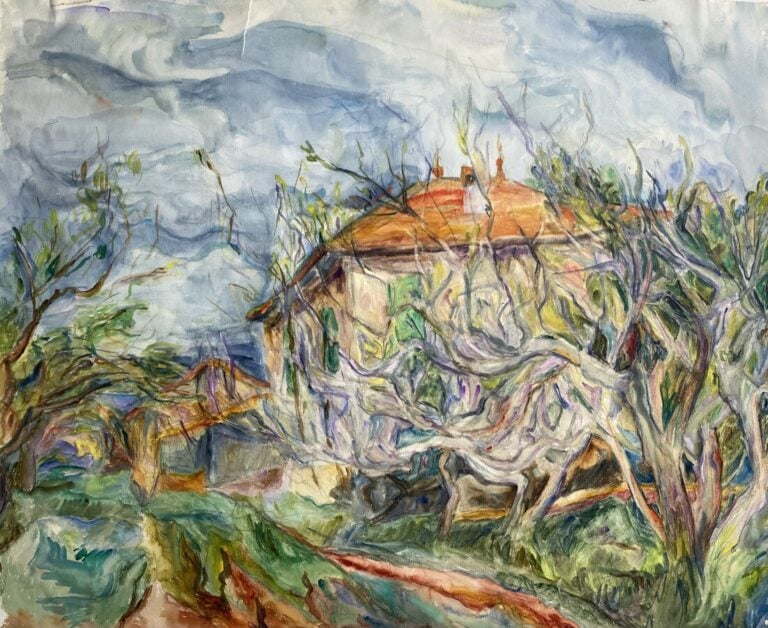 GOIRAN. "La maison dans les arbres", aquarelle sur papier, signée en bas à droi…
