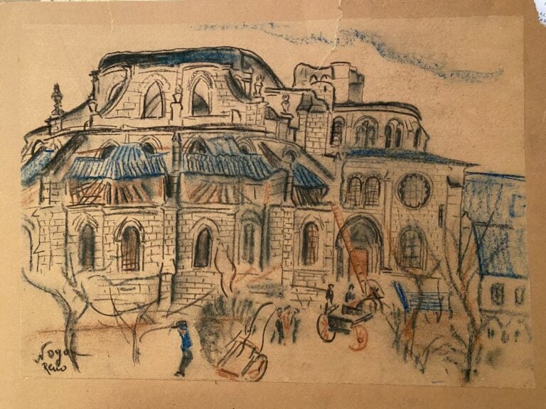 Irène RÉNO (Irène Hassenberg) dit (1884-1953) - Cathédrale de Noyon - Crayons d…