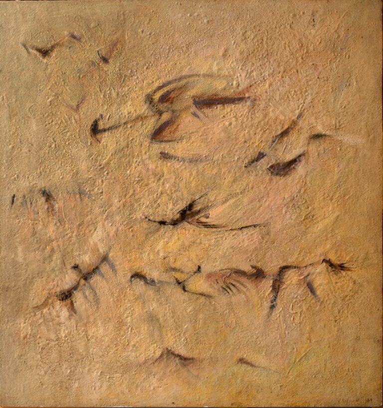 Jean BRISSON- DUVAL (1931-1999) - Les oiseaux, 1979 - Technique mixte sur panne…