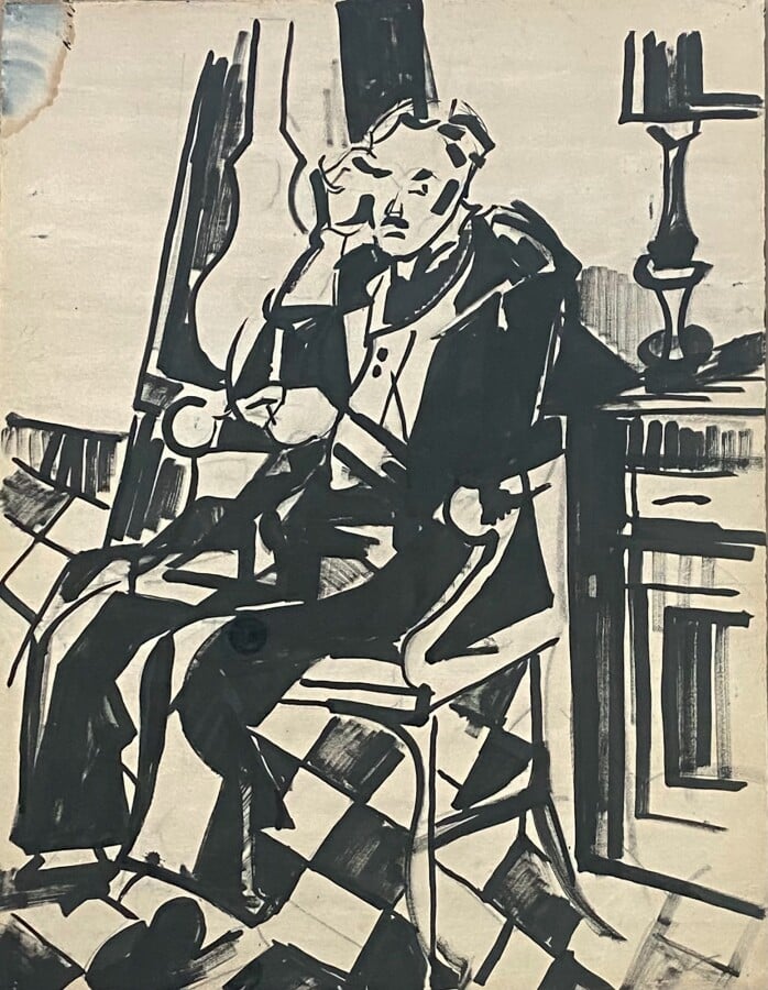Jean BRISSON- DUVAL (1931-1999) - Port, 1955 - Encre sur papier, signée et daté…