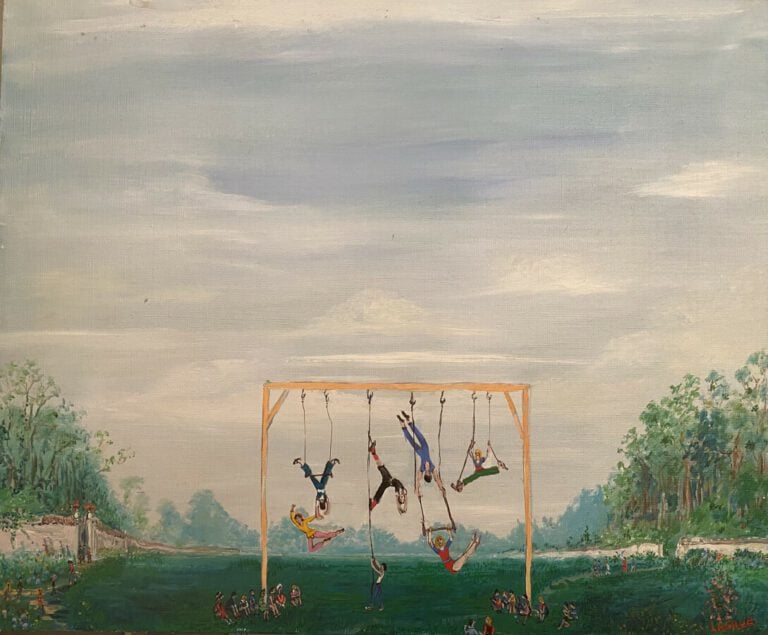 Jean- Pierre LAGRUE (1939-2018) - La balançoire - Huile sur toile, signée en ba…
