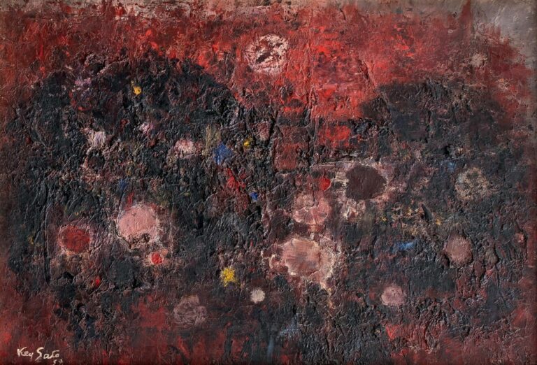 KEY SATO (1906-1978) - Composition, 1959 - Huile sur toile, signée et datée en…