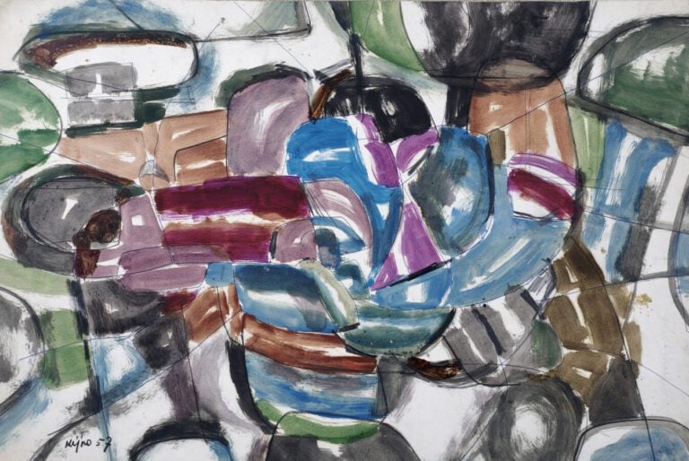 Ladislas KIJNO (1921-2012) - Composition, 1957 - Gouache sur papier, signée et…