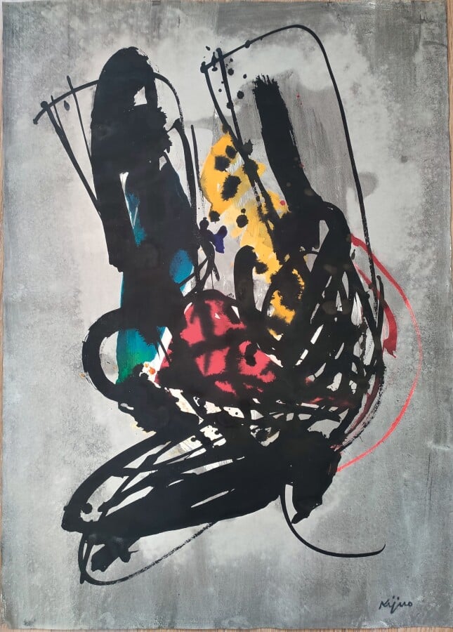 Ladislas KIJNO (1921-2012) - Composition, circa 1960 - Technique mixte sur papi…