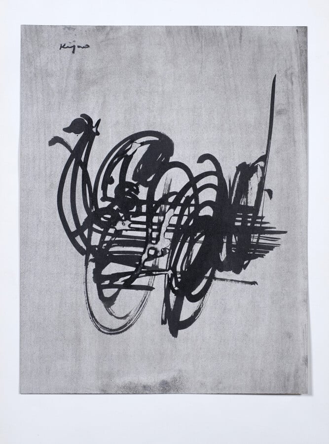 Ladislas KIJNO (1921-2012) - Composition,1960 - Crayons de couleurs sur papier,…
