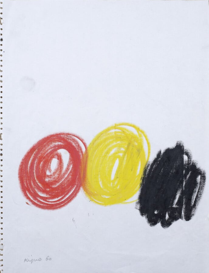 Ladislas KIJNO (1921-2012) - Composition,1960 - Crayons de couleurs sur papier,…