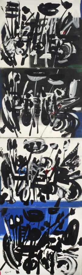 Ladislas KIJNO (1921-2012) - Compositions,1961 - 4 huiles sur toile dans un mêm…