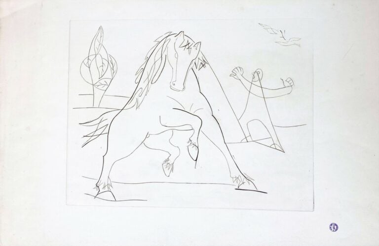 Léopold SURVAGE (1879-1968) - Cheval et personnage - Eau-forte sur Pur Fil Lana…