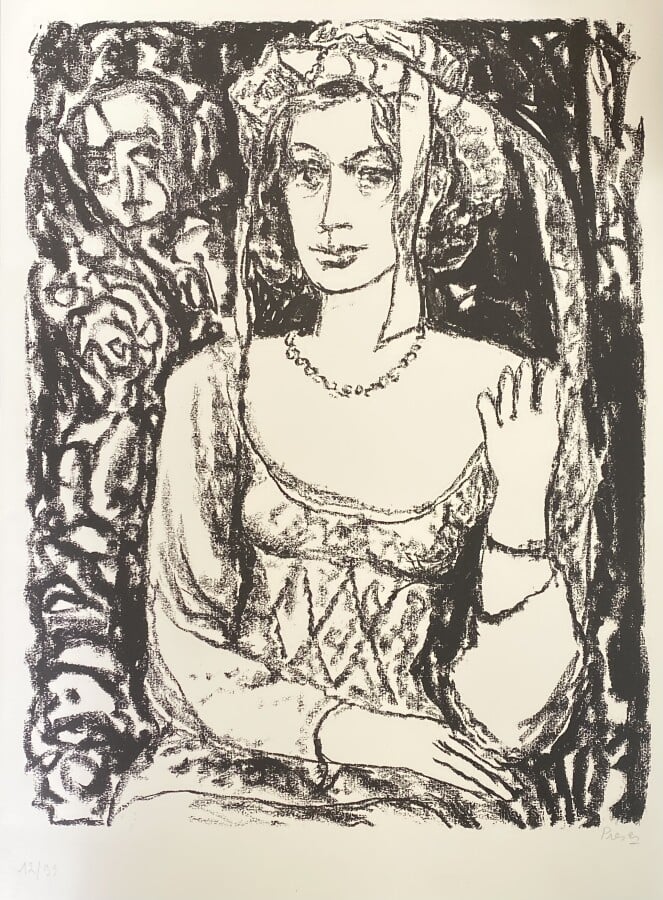 Leopoldo PRESAS (1915-2009) - Femme au chapeau; Femme ; Femme au collier - 3 Li…