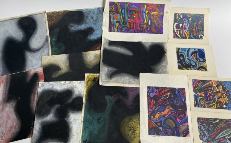 Lot d'environ 12 feutres par FERRUCCI. "Compositions abstraites". Petits format…