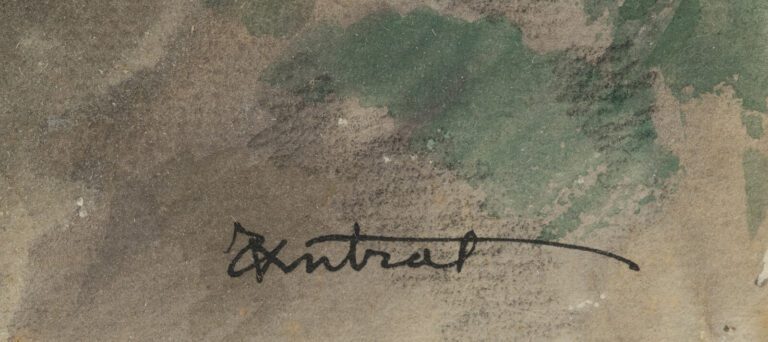 Louis Robert ANTRAL (1895-1939) - La cour - Aquarelle sur papier, signée en bas…