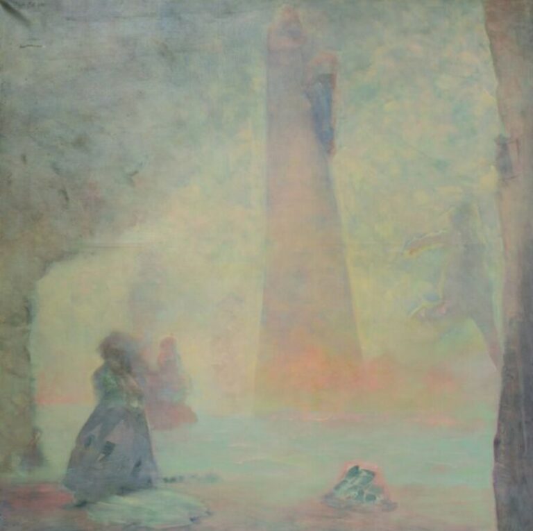 Mario GURFEIN (1945-) - Le phare, 1985 - Huile sur toile, signée, contresignée,…
