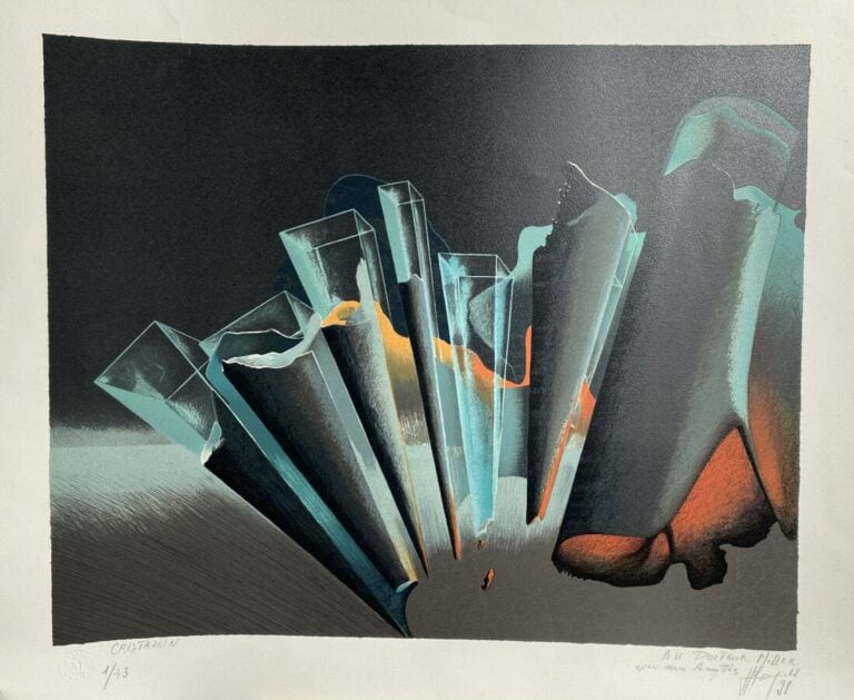Michel HILD (XX)."Cristallin" lithographie, signée en bas à droite, dédicacée,…