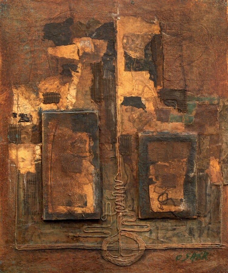 Ousseynou SARR (1949-) - Composition - Technique mixte sur toile, signée en bas…