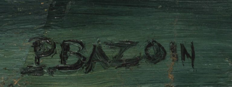 P. BAZOIN (XXe siècle) - Paysage - Huile sur isorel, signée en bas à droite - 6…