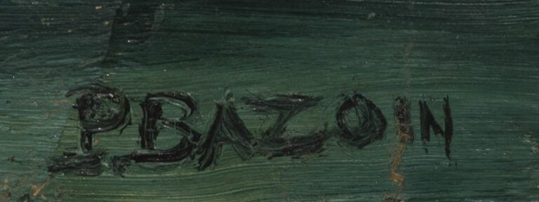 P. BAZOIN (XXe siècle) - Paysage - Huile sur isorel, signée en bas à droite - 6…