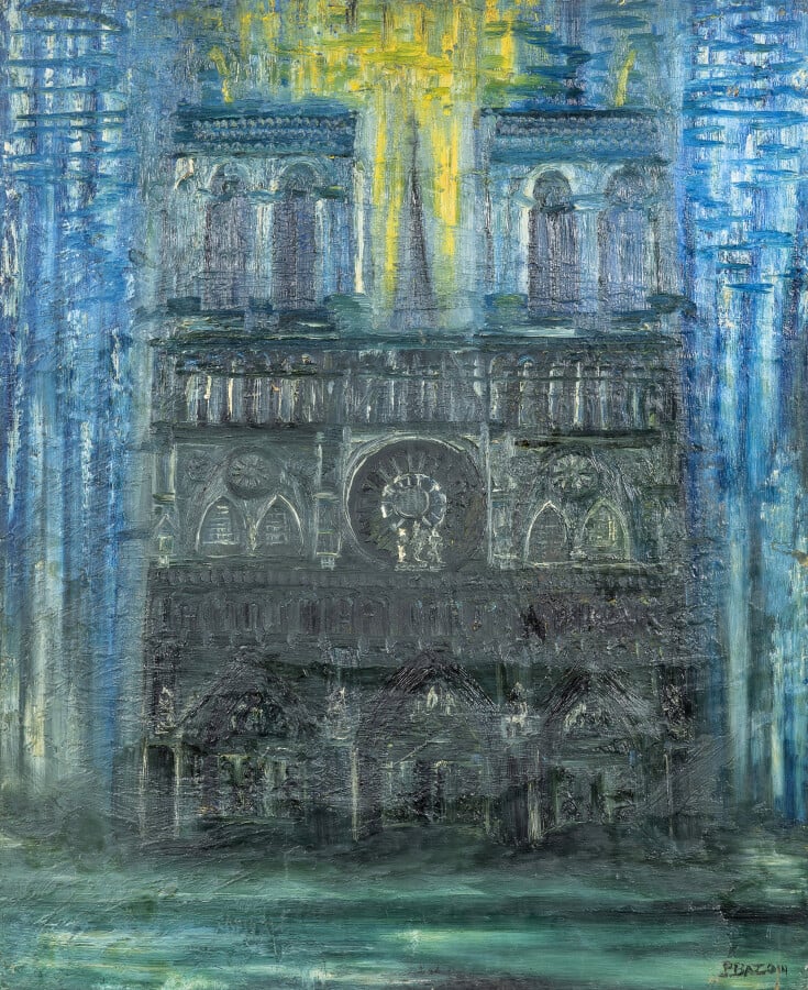 P. BAZOIN (XXe siècle) - Paysage - Huile sur isorel, signée en bas à droite - 6…