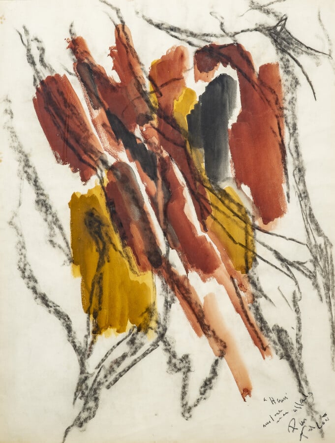 Pierre TAL COAT (1905-1985) - Faille dans le rocher, 1950 - Aquarelle et fusain…
