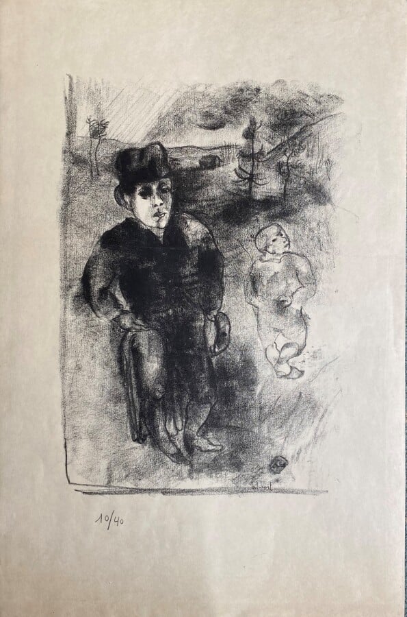 Pierre TAL-COAT ( 1905-1985)) - Homme assis ; personnages dans un champs ; Homm…
