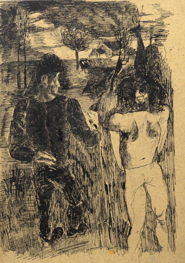 Pierre TAL COAT (1905-1985) - La Promenade, 1927 - Encre sur papier, signée en…