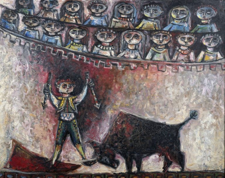 Pinchas SHAAR (1923-1996) - Banderillas, Mallorca, 1954 - Huile sur toile, sign…