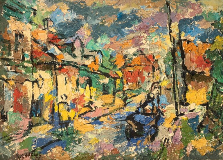 Raphael CHWOLES (CHVOLES)(1913-1922) - Paysage urbain - Huile sur toile, signée…