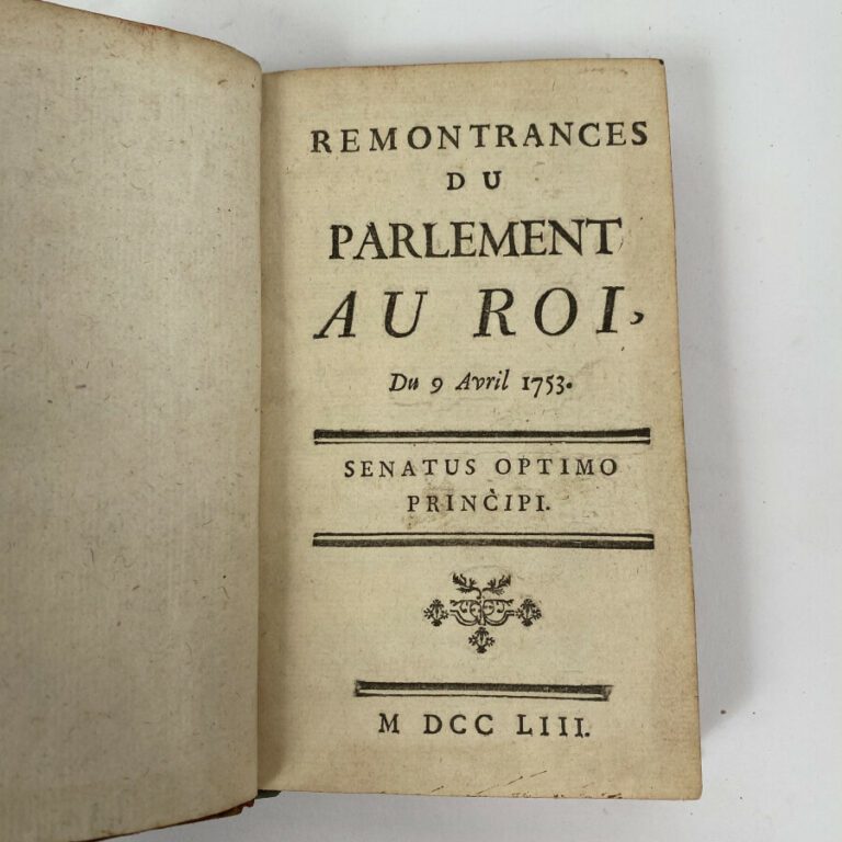 Remontrances du Parlement au Roi du 9 avril 1753. Paris, 1753.