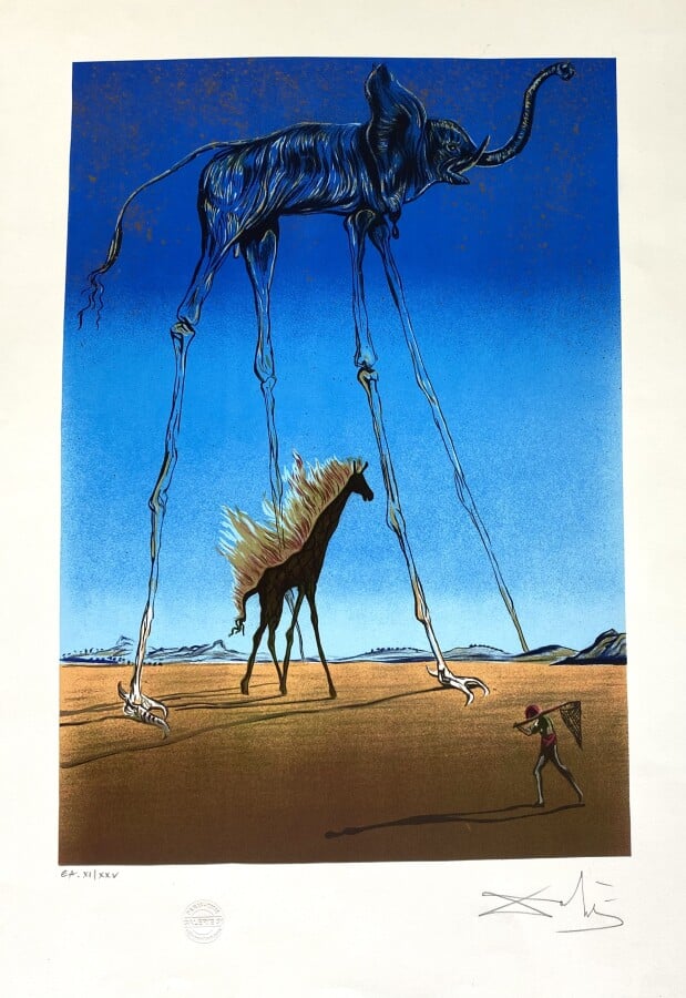 Salvador DALI (1904-1989) ( d'après) - Girafe en feu - Lithographie en couleurs…