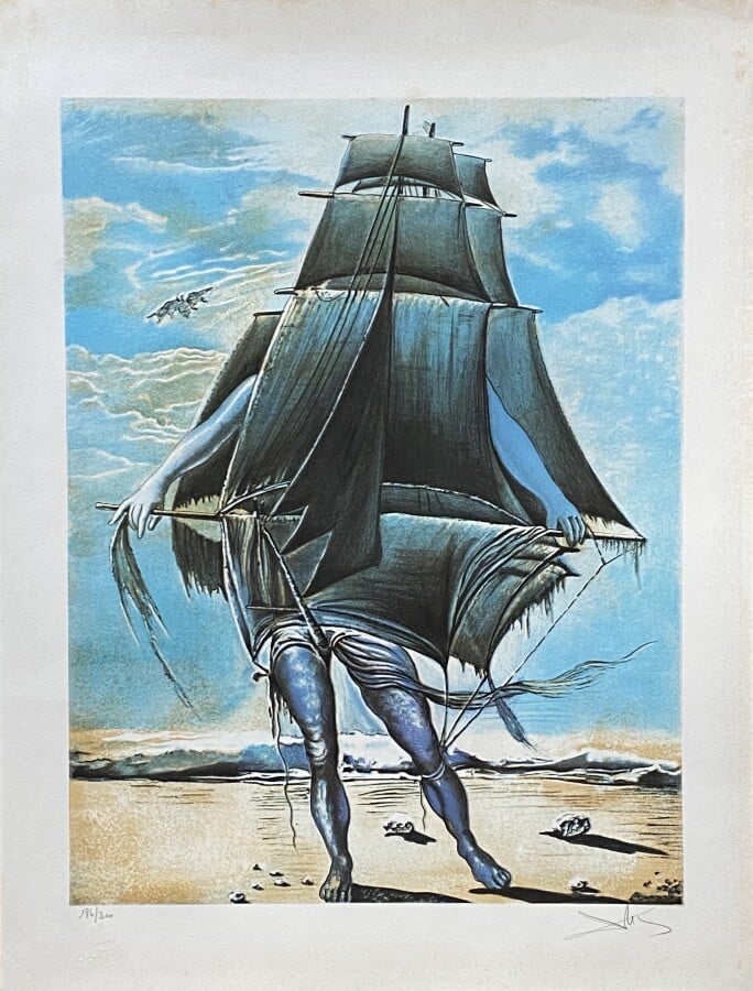 Salvador DALI (1904-1989)( d'après) - L'homme Bateau - Lithographie en couleurs…