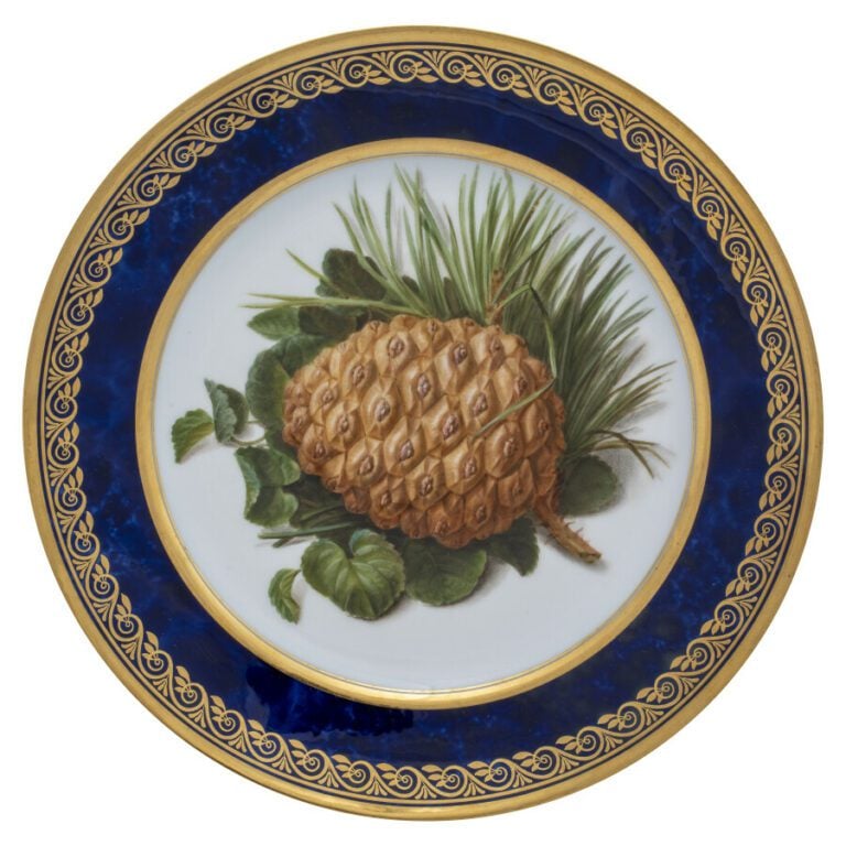 SEVRES - 6 assiettes du service de la duchesse de Berry, décor polychrome de fr…