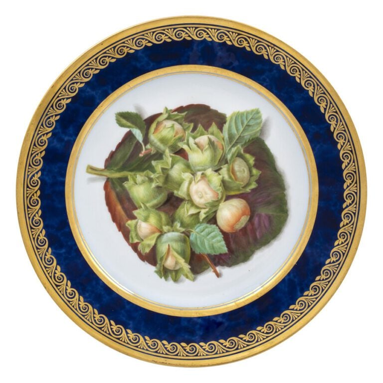 SEVRES - 6 assiettes du service de la duchesse de Berry, décor polychrome de fr…